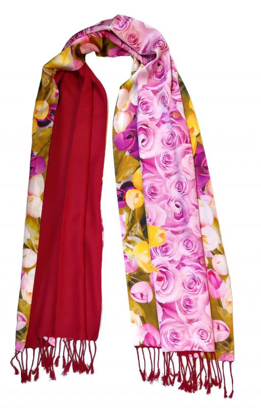 Lady Shawl Scarf Silk Satin Flannel Double-sided